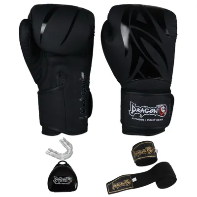 Produktbild von Dragon Do Mamba Profi Box-Set 3-teilig: Premium Boxhandschuhe, Zahnschutz & Boxbandagen – Kampfsport Set für Muay Thai, Kickboxen, MMA