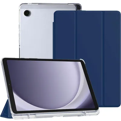 Image de Coque pour Samsung Galaxy Tab A9 (8,7 Pouces) avec Porte-Stylet, Protection Silicone Renforcé - Bleu Marine