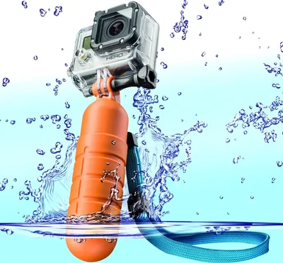 Produktbild von Mantona Schwimmender Handgriff kompatibel mit GoPro Hero 11, 10, 9, 8, 7, 6 - wasserdichtes Einbeinstativ für Action-Kameras, Floating Hand Grip für Unterwasser & Tauchen