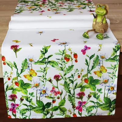 Produktbild von Tischläufer 40x140 cm WIESENBLUMEN hochwertiges Druck-Motiv mit Blumen ein EYECATCHER in Frühling Sommer