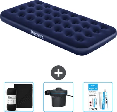 Imagen del producto de Colchón inflable Bestway – Para 1 persona – 99 x 188 x 22 cm – Azul – Incluye accesorios