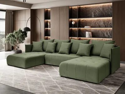 Produktbild von Kaiser Möbel Ecksofa, Sofa U form, Couch U form Hannover  U stoff Castel Grün