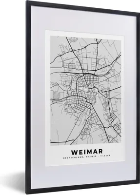 Produktbild von MuchoWow® Gerahmtes Poster Karte - Deutschland - Weimar - Stadtplan 40x60 cm - Poster mit Schwarzem Bilderrahmen Wandposter Rahmen Foto Bilder - Poster in Rahmen