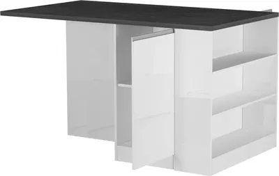 Produktbild von Kücheninsel Dcannaval, zusätzlicher Ablagetisch, 100 % Italy, 160 x 90 x 90 cm, glänzendes Weiß und Schiefer