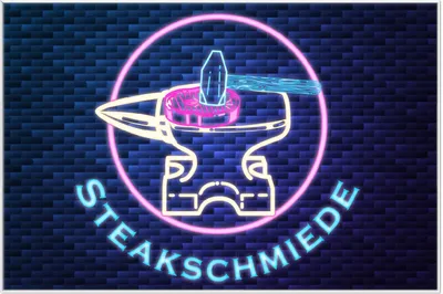 Produktbild von Wallario Wandbild Steakschmiede, Größe: 61 x 91,50 cm, Poster mit weißem Aluminiumrahmen
