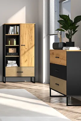 Produktbild von Jugendzimmer Schrank Set 2-teilig CASPER-131 in schwarz, braun