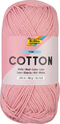 Produktbild von folia 25923 - Baumwolle PINK, 50 g | Wolle zum Häkeln und Stricken, ca. 150 m, Strickgarn aus 100 % Baumwolle, 32 / 2 x 8, Nadelstärke 2 - 3 mm