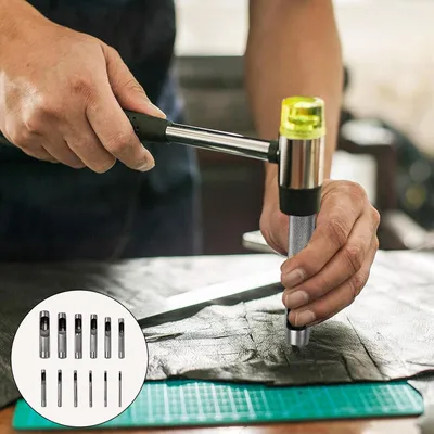 Productafbeelding van Famanu set met stempels voor leer - 12 stuks, van 3 mm tot 19 mm