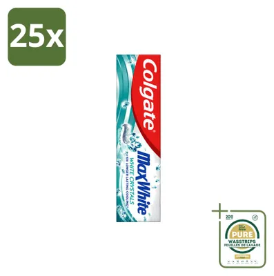 Imagen del producto de 25 unidades de pasta dental Colgate Max White con cristales blanqueadores - 100 ml - Paquete de suministro