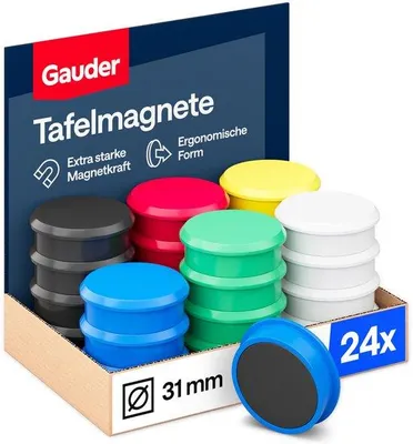 Obrázek produktu pro Kulaté magnety na tabuli a ledničku, 31 x 10 mm, 24 kusů, barevné
