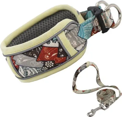 Produktbild von Ibenzoa® Reflektierendes 7‑lagiges Nylon-Hundehalsband-Set für große Hunde, verstellbar, gepolstert & atmungsaktiv – inkl. passender Leine, doppelte D‑Ringe