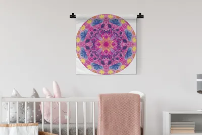 Produktbild von MuchoWow® Wandteppich Wandbehang Mandala bunt 60x60 cm Tapisserie Dekoration Wandtuch - Dekorationen - Wand Decke