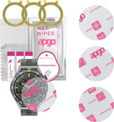 Produktbild von apgo 3 Stück Schutzglas, klar, kompatibel mit Huawei Watch GT 3 SE Smartwatch, Hybrid 8H, Ersatz für Hartglas, Displayschutzglas, Bildschirmschutz, Displayschutz, kratzfest