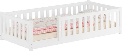 Produktbild von Kinderbett, Holzbett mit umlaufendem Schutzgitter 80x180 Kiefer waschweiß V-60.77W-08-180ohne Zubehör