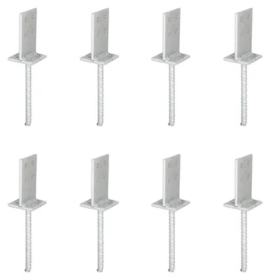 Zdjęcie produktu dla Alberts 8 x wsporniki słupków teowych ze środnikiem, środnik 130x80 mm, ocynkowane ogniowo, do zabetonowania, kotwa do betonu Ø16x200 mm, płyta 80 mm