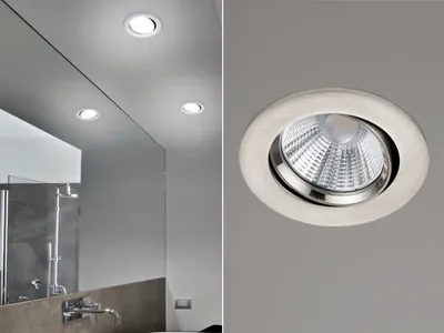 Produktbild von LED Einbaustrahler Decke rund Ø 8,5 cm schwenkbar dimmbar Nickel matt 5,5W Büro