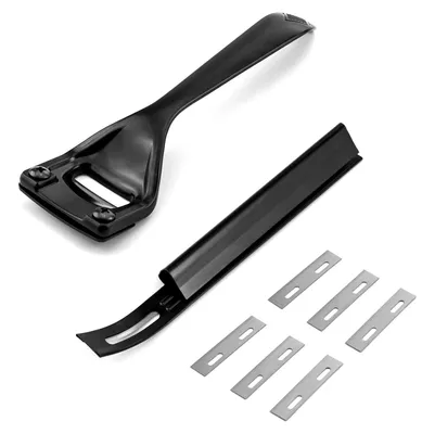 Leder-Skiver mit 6 Klingen, Metall, gebogener Griff