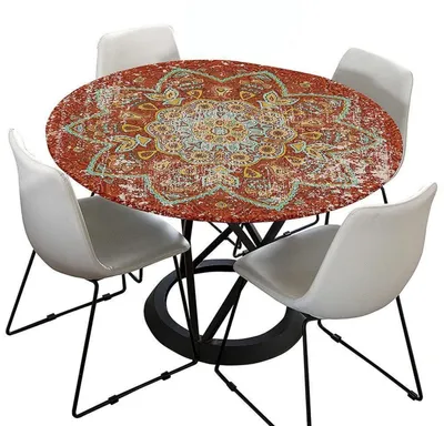 Produktbild von Tischdecke Outdoor Rund 70 cm Abwaschbar Wasserabweisend Blau Mandala