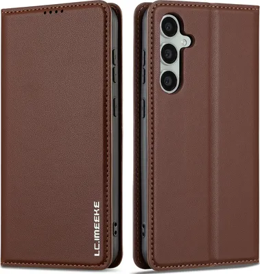 Produktbild von Handyhülle für Samsung Galaxy S24, Magnetische Flip Leder Hülle mit Kartenfach und Standfunktion Braun