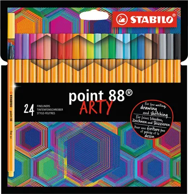 Produktbild von Fineliner - STABILO point 88 - ARTY - 24er Pack mit Hängelasche - mit 24 verschiedenen Farben