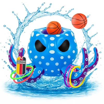 Produktbild von Coemo Wasser Basketballkorb KRAKI Blau mit Wurfringen