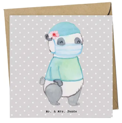 Produktbild von Mr. & Mrs. Panda Klappkarte Chirurgin Herz - Grau Pastell - Geschenk, faltkarte, Grußkarte, Arzt, Ärztin, doppelkarte, anlasskarte, Krankenhaus, OP, Glückwunschkarte