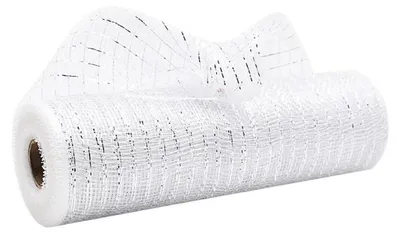Produktbild von Netzband Dekoband 26 cm x 9,14 m Weiß Polyester für Kränze und Girlanden