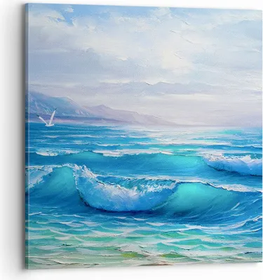 Produktbild von Bild auf Leinwand - Leinwandbild - Meer Welle Möwe - 70x70cm - Wand Bild - Wanddeko - Wandbilder - Leinwanddruck - Bilder - Kunstdruck - Wanddekoration - Leinwand bilder - Wandkunst - AC70x70-4033