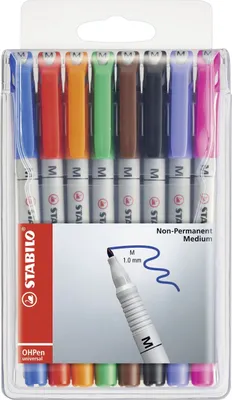 Obrázek produktu pro Fóliové pero - STABILO OHPen universal - vodou ředitelné médium - balení 8 kusů - s 8 různými barvami