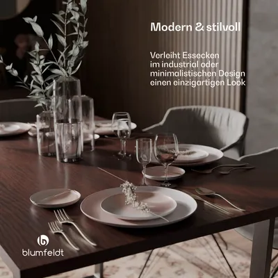 Produktbild von Bearsdon Esstisch Holz, Massiv Echtholz Esstisch, Tisch für Esszimmer, 4 bis 6 Personen, Skandinavischer Küchentisch mit Metallbeinen, 140 cm Ess-Tisch, Holztisch Groß, Rustikaler Esszimmertisch