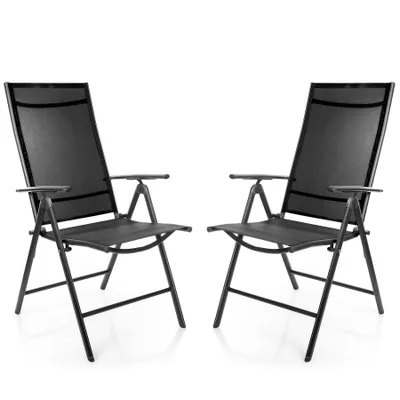 Produktbild von BigDean 2 x Gartenstühle 120 kg belastbar Balkonstühle Gartenstuhl - Klappstuhl mit 7 Fach Verstellbarer Rückenlehne  hochwertiger Campingstuhl Balkon
