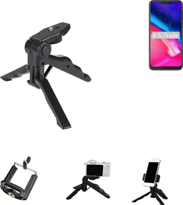 Produktbild von K-S-Trade Stativ Tisch-Ständer Dreibein Handy-Stativ Ständer kompatibel mit Cubot P20 Mini-Stativ Smartphone Tripod Handy-Stativ aus Plastik schwarz