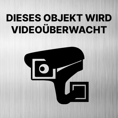 Produktbild von Warnung Videoüberwachung Kamera Schild Dibond/Alu 3 mm 12x12cm mit Klebepad 1