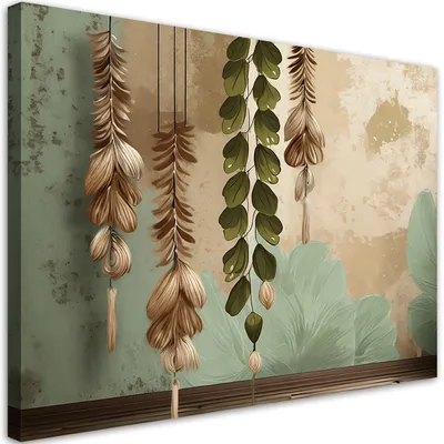 Produktbild von Leinwandbild Vintage-Blätter 60x40 Feeby Grün bild für die wand bereit zum aufhängen