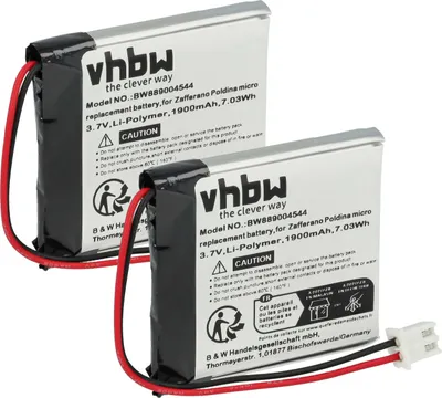 Produktbild von vhbw 2x Akku kompatibel mit Zafferano POLDINA MICRO, LD0490F3 Tischlampe, Nachttischlampe (1900 mAh, 3,7 V, Li-Polymer)