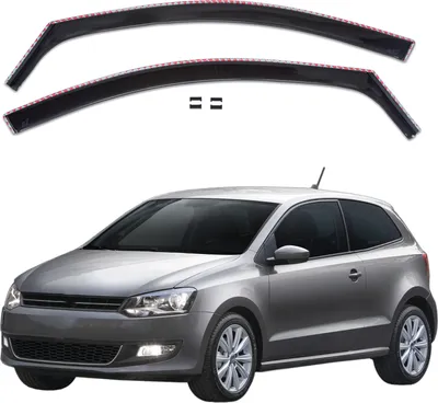 Produktbild von J&J AUTOMOTIVE | GP Windabweiser Für Volkswagen Polo 3D 2009-2017 2tlg, GP Regenabweiser, Schwarz, Getönt, Aerodynamisch, Einfache Montage, Befeistigung mit Clips