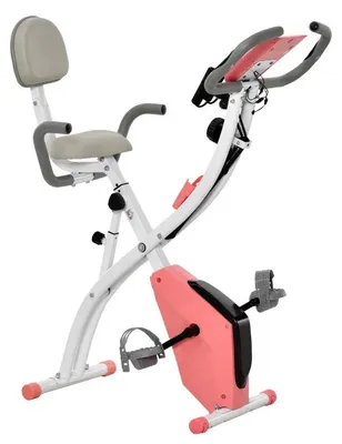 Imagen del producto de Bicicleta estática con cables de entrenamiento | Color: Rosa y blanco | Dimensiones: 51 x 50 x 135 cm