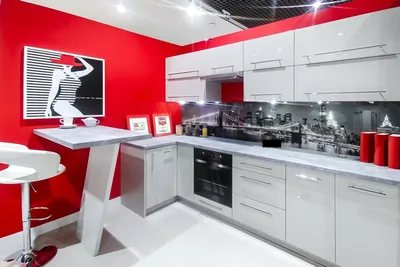 Image de Kitchenette en L 105 x 290 cm, 12 éléments, gris/blanc brillant, ensemble complet