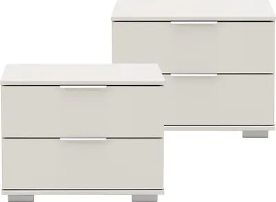 Produktbild von Schlafzimmer 2er Set Nachttisch Nachtschrank in weiß ELSTRA-43, B/H/T ca. 52/40/38 cm