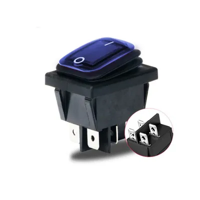 Produktbild von Elektronischer Wippschalter ON-OFF KCD4-201-16 4-polig 30x22mm 16A 250V Blau