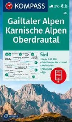 Produktbild von KOMPASS Wanderkarte 60 Gailtaler Alpen, Karnische Alpen, Oberdrautal 1:50.000