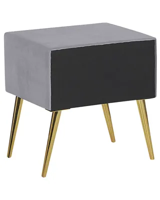 Obrázek produktu pro BELIANI Noční stolek čalounění šedý buklé se zásuvkou minimalistický design ložnice
