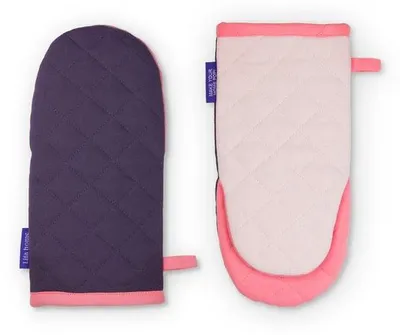 Produktbild von Unyqoos® Ofenhandschuhe 15 x 30 cm (2er-Set) – hitzebeständig, rutschfeste Oberfläche, 100% Baumwolle, dunkel
