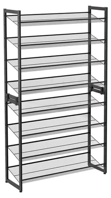 Immagine prodotto di Portascarpe in ferro nero – 8 ripiani – Montaggio a parete – 92,5 x 30,7 x 163,5 cm