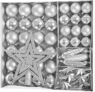 Produktbild von MAGICHOME WEIHNACHTSKUGELN, 50 Stk., Silber, Mix
