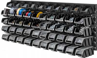 Produktbild von KADAX Werkstattregal, 116x39cm Werkzeugwandregal aus robustem Kunststoff, UV-Resistentes Lagersystem