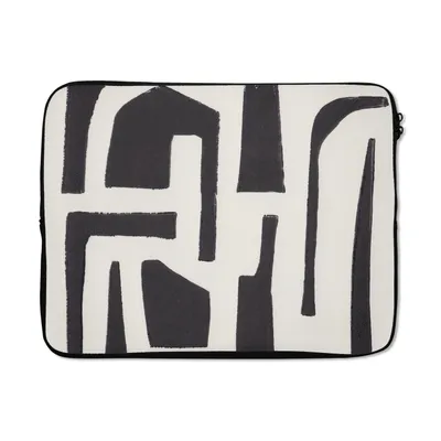 Produktbild von MuchoWow® Laptop Hülle 17 Zoll Laptoptasche Formen - Abstrakt - Pastell - Schwarz - Zipper - Schutzabdeckung