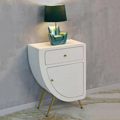 Image de Suze - Chevet, 60x32x79h cm Blanc, un Tiroir