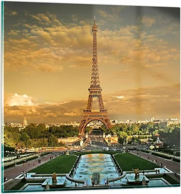 Produktbild von Bilder auf glas - Eiffelturm Frankreich Paris - 70x70cm - Glasbilder - Wandbilder - Kunstdruck - zum Aufhängen bereit - Wanddekoration aus Glas - Glas Bilder - Wandbild auf Glas - GAC70x70-0435