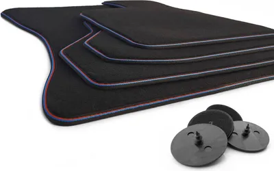 Produktbild von Fußmatten passend für BMW X6 M (E71) Premium Velours Autoteppich 4-teilig Automatten Original Qualität Schwarz, Rot, Blau
